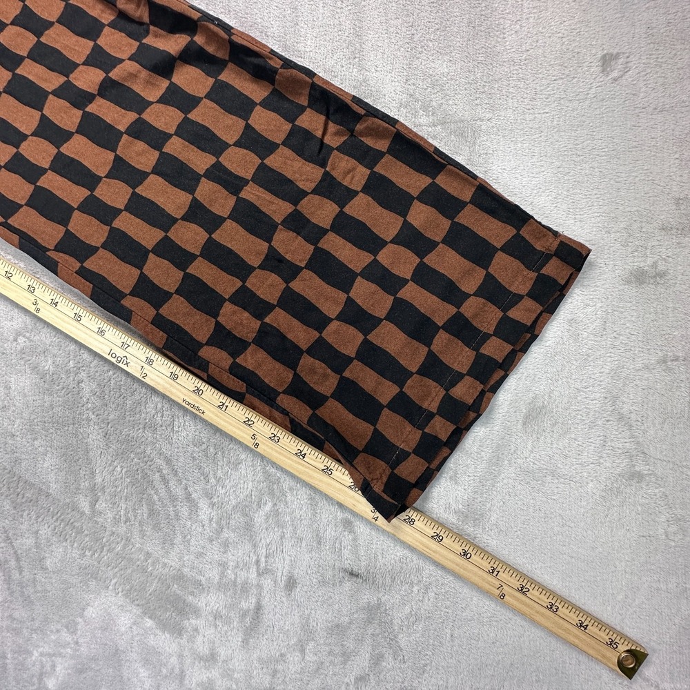 Old Navy Pants Womens Medium Black Brown Checkerboard High Rise Elastic Waist - Picture 6 of 8